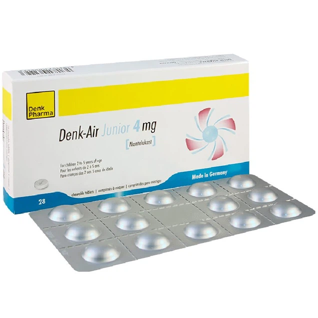 Montelukast Denk-Air Junior 4mg điều trị hen suyễn (2 vỉ x 14 viên)