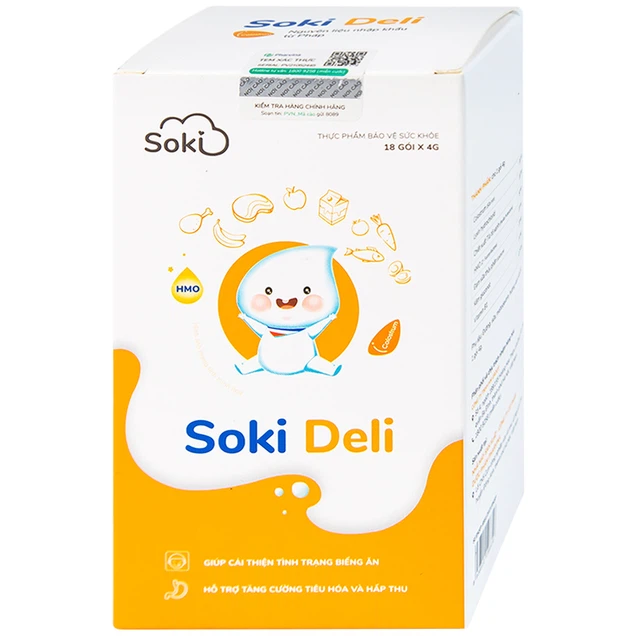 Soki Deli bột cải thiện tiêu hóa và tình trạng biếng ăn, tăng cường tiêu hóa và hấp thu (18 gói x 4g)
