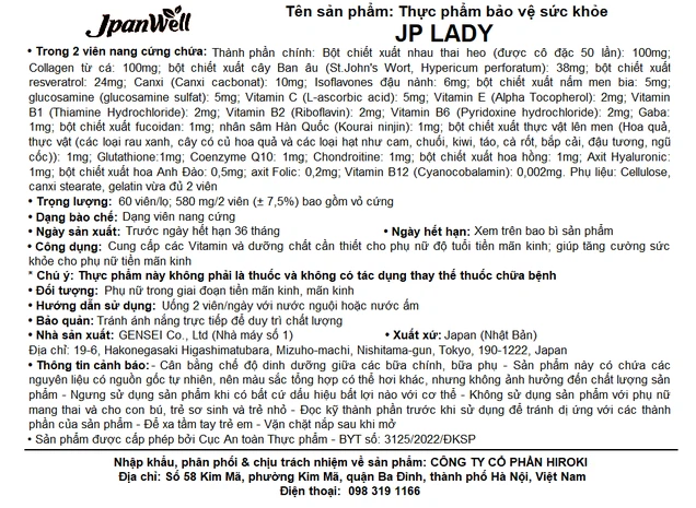 Viên uống JP Lady Menopause Support cung cấp vitamin hỗ trợ phụ nữ giai đoạn tiền mãn kinh (60 viên) - Ảnh 2