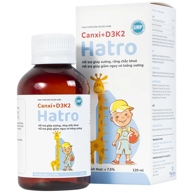 Siro Canxi D3K2 xương khỏe bổ sung canxi giúp xương, răng chắc khỏe (120ml)
