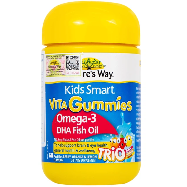Kids Smart Vita Gummies Omega-3 DHA Fish Oil hỗ trợ tăng cường sức khỏe (60 viên)