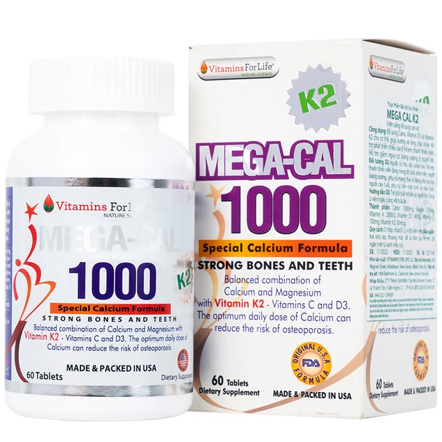 Mega-Cal 1000 bổ sung canxi, chống loãng xương (60 viên)