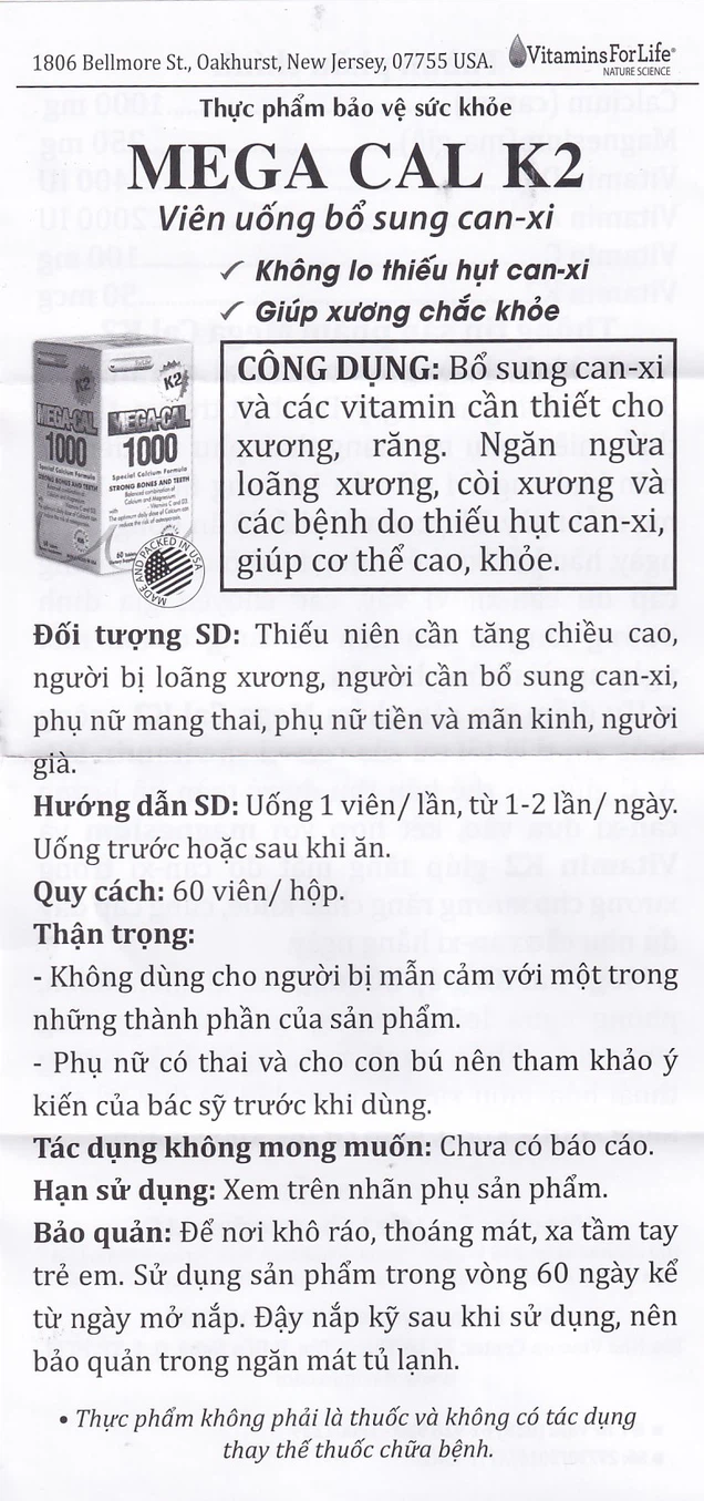 Mega-Cal 1000 bổ sung canxi, chống loãng xương (60 viên) - Ảnh 12