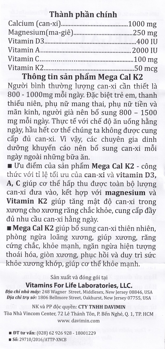 Mega-Cal 1000 bổ sung canxi, chống loãng xương (60 viên) - Ảnh 13