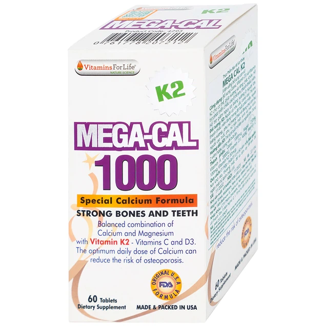 Mega-Cal 1000 bổ sung canxi, chống loãng xương (60 viên) - Ảnh 4