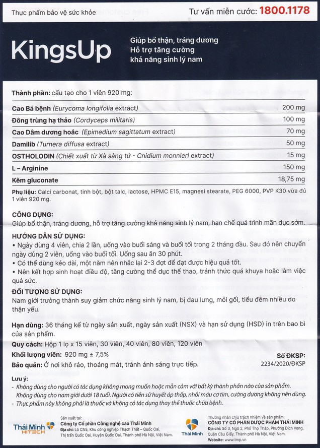 KingsUp bổ thận tráng dương hỗ trợ tăng cường khả năng sinh lý nam (30 viên) - Ảnh 10
