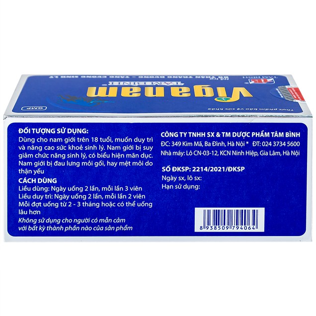 Viên uống Viganam bổ thận hỗ trợ bổ thận tráng dương (5 vỉ x 12 viên) - Ảnh 4