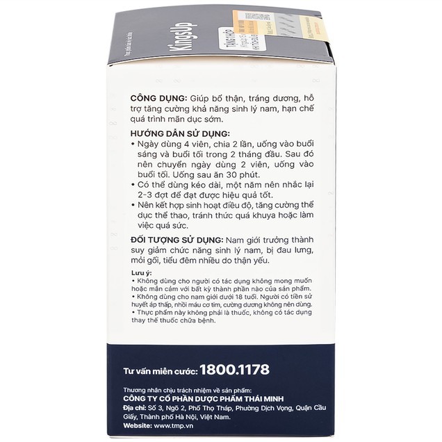 KingsUp bổ thận tráng dương hỗ trợ tăng cường khả năng sinh lý nam (30 viên) - Ảnh 7