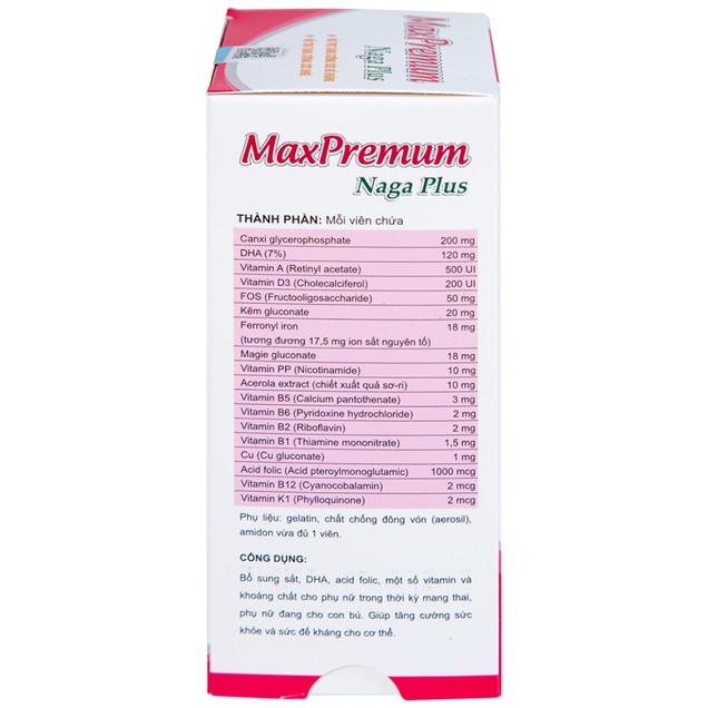 MaxPremium Naga Plus Thai Phụ hỗ trợ tăng sức khỏe, đề kháng cho thai phụ (30 viên) - Ảnh 8
